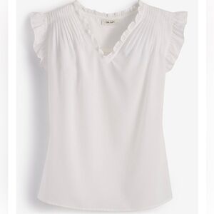 Ruffle-trim Sleeveless V-neck top. Never worn.